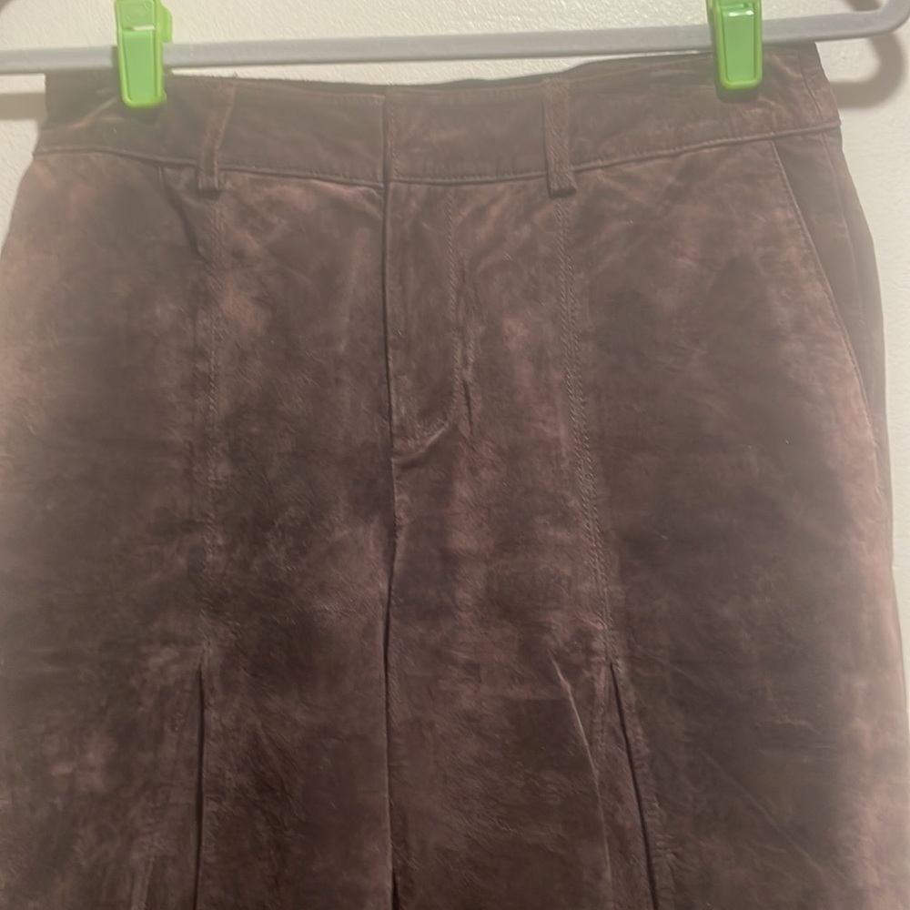 Yvonne & Marie Soft Chocolate Suede Gaucho Split Seamed Pleat Front So Cool - Picture 2 of 9